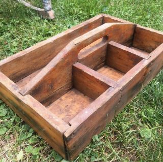 Antique Wood Seed Box Tool Caddy Old Pine Killer Primitive