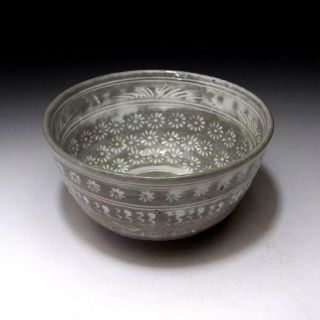 Bp3: Japanese Mishima Style Tea Bowl By Great Potter,  The 4th Yoshizo Asami