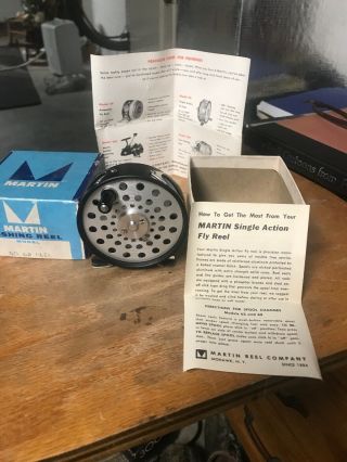 Vintage Martin Fly Fishing Reel Model No.  62 Made In Usa - Nib With Papers