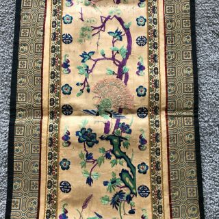 Old Chinese embroidered silk panel with birds (T19) 3