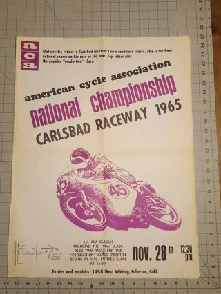 Vintage Motorcycle Racing Poster 1965 Aca Ama Superbike.  Wes Cooley.