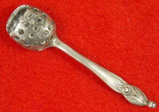 Unusual Antique Pierced Pewter Salt Spoon Sifter Very Old