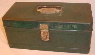 Vintage 1930s Pressed Steel 12 " X 6 " X 6 " Tackle / Tool Box Fishing Woodworking