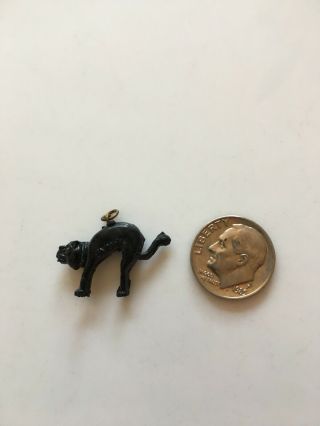 Gumball Prize Toy Animal Charm Plastic? Celluloid? Halloween Black Cat Antique - V