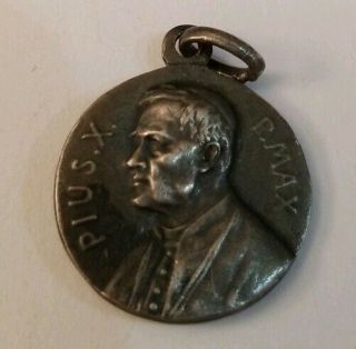 Saint Pope Pius.  X.  P.  Max & Jesus Relic Antique Medal