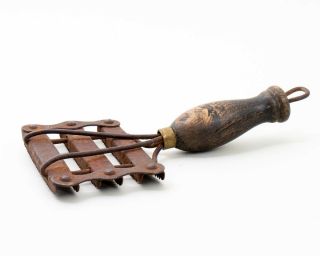 Antique Horse Grooming Brush Curry Comb Horse Scraper Wood Handle