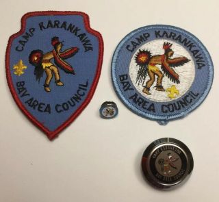 Camp Karankawa Patches,  Slide And Hat Pin,  Bay Area Council Texas