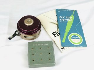 Vintage South Bend Automatic Number 1180 Model A Fly Fishing Reel,  Fly Box,  Book
