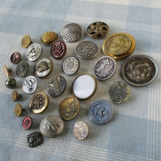 Assortment of 29 Antique and Vintage Metal Buttons 2