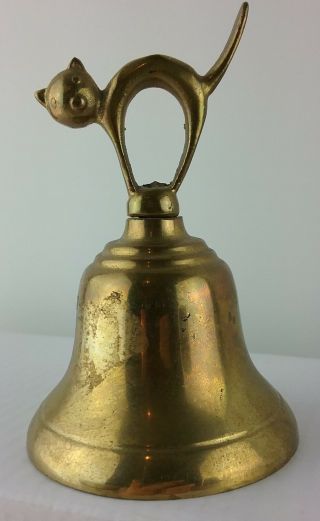 Vintage Brass Bell Scaredy Cat/kitten Made In England About 3 3/4 "
