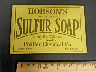 Antique Vintage Early Hobsons Sulfur Bar Of Soap Pfeiffer Chemical Co.  York
