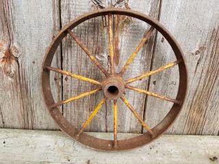 18 " Farm Find Iron Wheel Hit & Miss Steam Engine Industrial Steampunk Patina