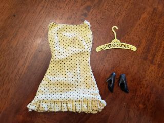 Vtg Barbie1969 Sun Shiner Pak Dress Yellow W/ Black Polka Dot Variation