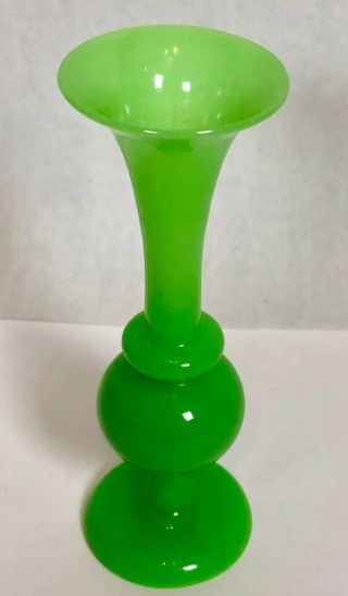Vintage Antique Green Opaline Uranium Vaseline Glass Vase