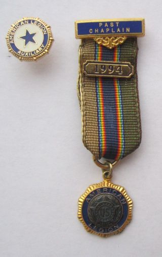1994 Us American Legion Past Chaplain Mini Medal & Pin Insignia Garrison Hat Cap
