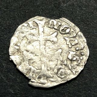 Authentic Medieval European Silver Coin Old Middle Ages Cross Artifact Old C2