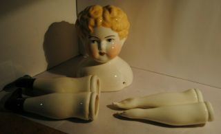 Vintage Porcelain Doll Kit,  Includes Head,  Arms & Legs