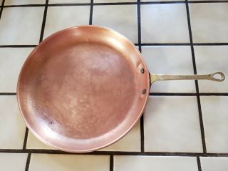 Vintage Copper Fry Frying Pan Brass Handle Antique Kitchen 10 "