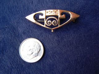Antique Art Nouveau Pin Marked Old C - Clasp Gold 5