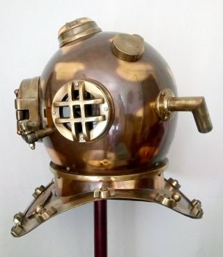 Antique Us Navy Mark V Copper Brass Made 18 " Boston Mass Diving Divers Helmet
