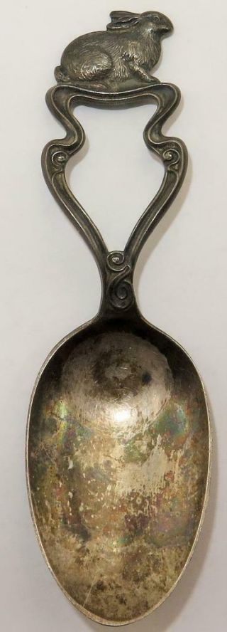 Antique Lunt Sterling Silver Figural Bunny Rabbit Baby Spoon - Jill