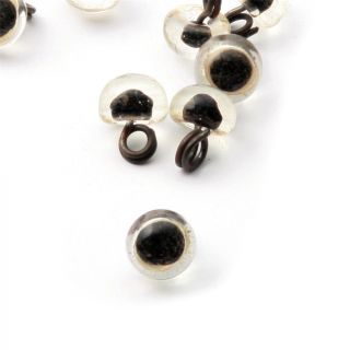 (12) 6mm Deco Vintage Czech Bohemia Black Crystal Bicolor Dolls Eye Button Beads