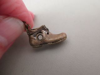ANTIQUE VICTORIAN GOLD ISLE OF WIGHT BOOT SHOE STANHOPE WATCH FOB CHARM PENDANT 2