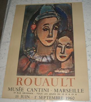 Vintage Rouault Musee Cantini Marseille Museum Exhibition Art Poster 1960