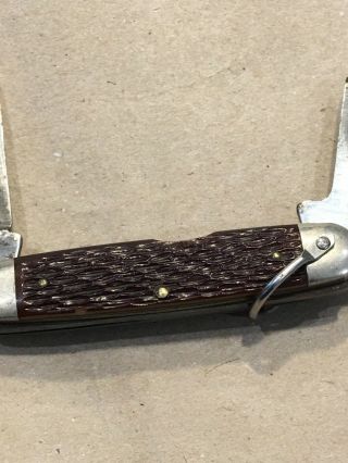 Vintage BOY SCOUT 4 Blade POCKET KNIFE Brown Made by ULSTER Made in the USA 6