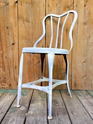 Vintage Industrial UHL TOLEDO Art Steel Ice Cream Parlor Cafe Bistro Desk Chair 7