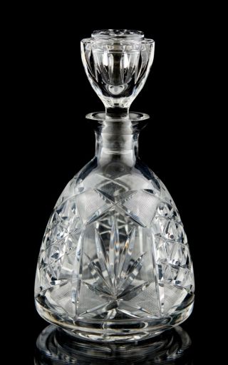 Vintage Cut Crystal Liquor Cordial Decanter & Stopper Elegant Glass Barware