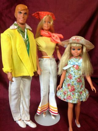 Vintage Mattel Malibu Barbie And Ken Skipper Sunny Bright Outfits