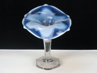 Northwood Lorna White Opalescent Jack In The Pulpit Vase,  Antique Art Glass 1889