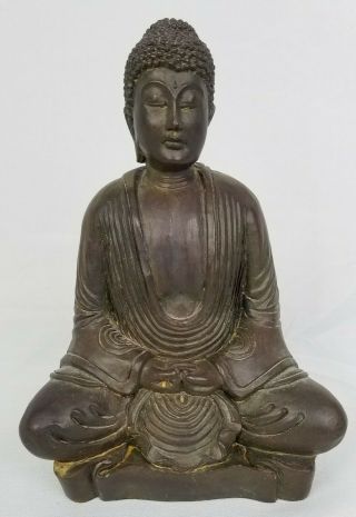 Vintage Tibetan Buddha Hand Carved Seated Solid Wood Buddhism Figurine Statue