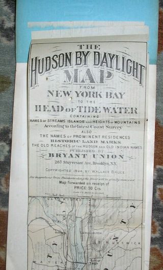 Antique Hudson River Map Huge 9 Feet Tipped In Panorama Of The Hudson Book 1894