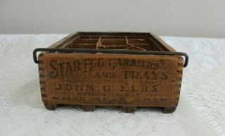 Antique John G.  Elbs Red Star Egg Carrier & Trays Wood Crate Rochester Ny