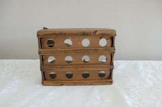 ANTIQUE JOHN G.  ELBS RED STAR EGG CARRIER & TRAYS WOOD CRATE ROCHESTER NY 8