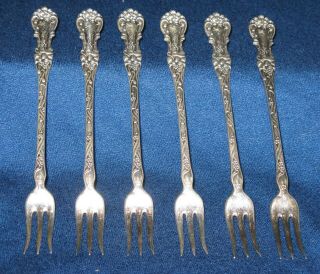 VINTAGE SIX 1835 R.  Wallace Silver Plate Condiment/Pickle Forks 2