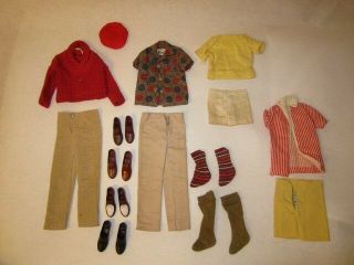 Vintage Authentic Ken Doll Clothing: 4 Outfits,  Fedora Hat,  Socks And Shoes
