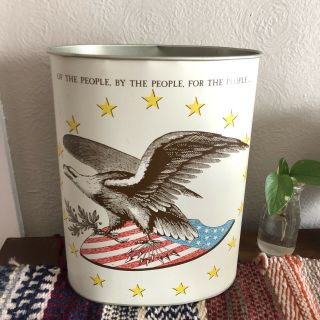 Vintage Cheinco America’s Creed Eagle Americana Patriotic Wastebasket Trash Can
