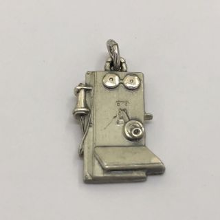 " Cto " Vintage Sterling Silver Bracelet Charm Antique Wall Phone