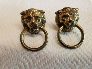 Antique Vintage Drawer Pulls - Lions Heads - Matched Pair
