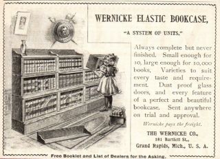 Antique Ad Furniture Wernicke Elastic Bookcase Stystem Of Units Happy Lil Girl