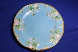 Antique Majolica George Jones Plate /w Strawberry Flowers & Leaves Center Line