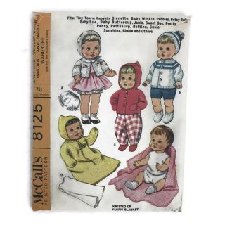 Vintage Sewing Pattern Mccalls 8125 Baby Dolls One Pattern Includes Three Sizes
