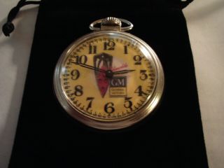 Vintage 16S Pocket Watch Oldsmobile Auto Theme Dial & Case Runs Well. 2