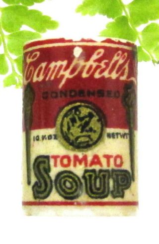 Cute Vintage Realistic Plastic Goofie Campbell Soup Can Button A65