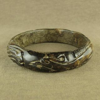 Han Dy With Carved Old Chinese Antique Jade Phoenix Totem Bracelet
