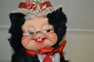 Plush Stinky Skunk Rubber Face Stuffed Rushton Toy Doll Vintage 9 "