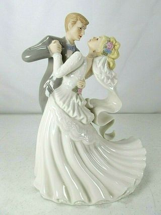 Vintage Porcelain Romantic Dancing Couple Wedding/anniversary Cake Topper 9”
